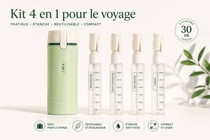 The Travel Kit - Bouteilles 4 en 1 Rechargeables Anti-Fuite