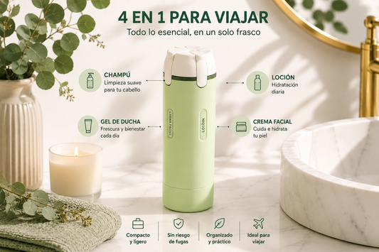 El kit de viaje: botellas 4 en 1 rellenables a prueba de fugas